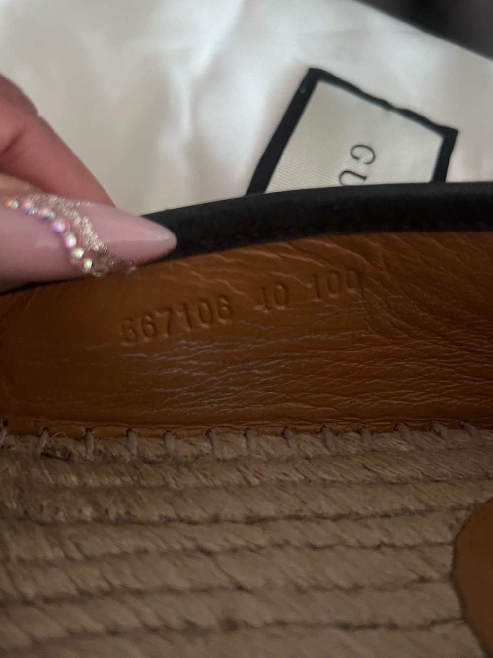 Gucci Black Leather Espadrille Slip-Ons with Braided Trim - Picture 3 of 9